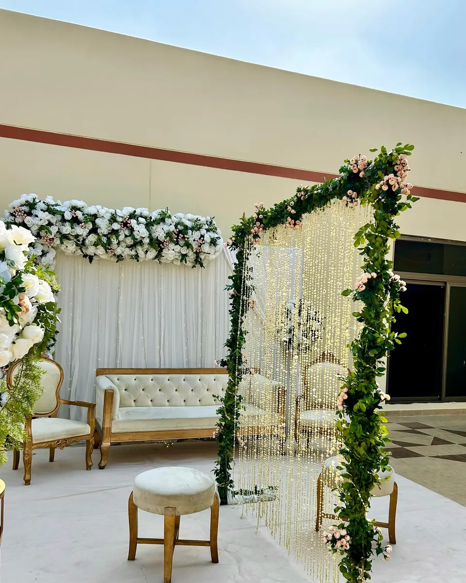 Real walima reception stage and décor produced by Baraka Events, Lahore