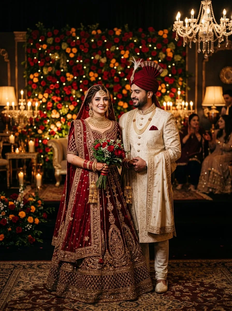 Bride and groom on a wedding stage in Lahore